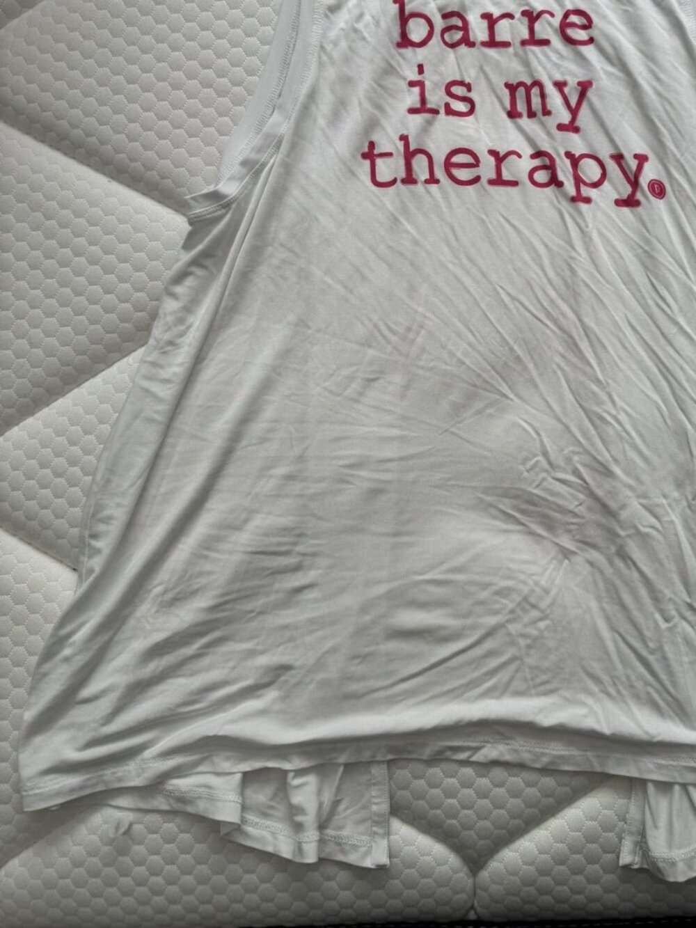 NWT Pure Barre x Tavi "barre is my therapy" Tank, White, Size XL